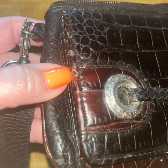 Brighton Black & Brown leather faux Crocodile texture Embossed Crossbody Bag - Picture 11 of 13